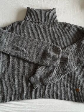 Gray Knit Turtleneck Sweater